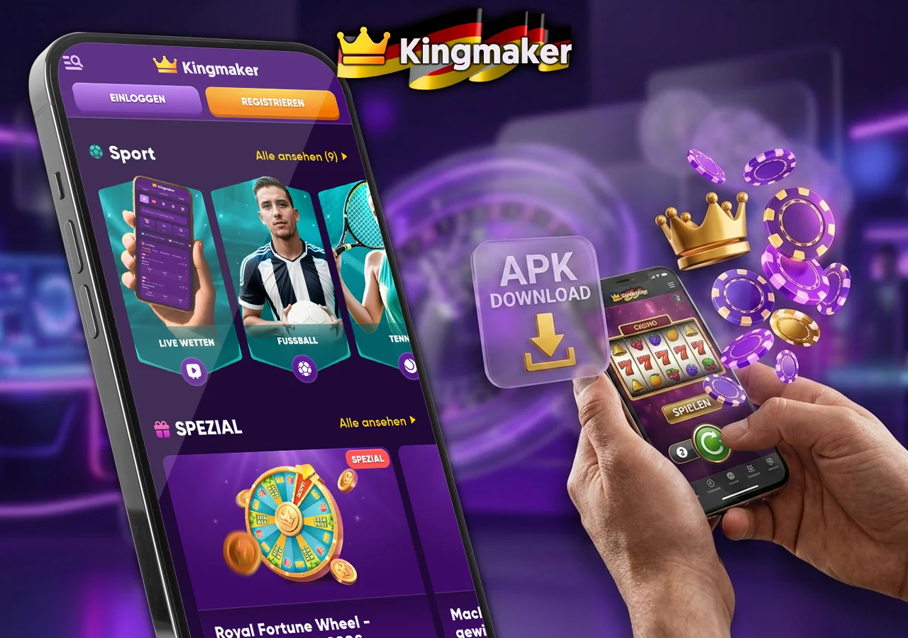 Information zur mobilen Kingmaker App und Nutzung auf Smartphones.